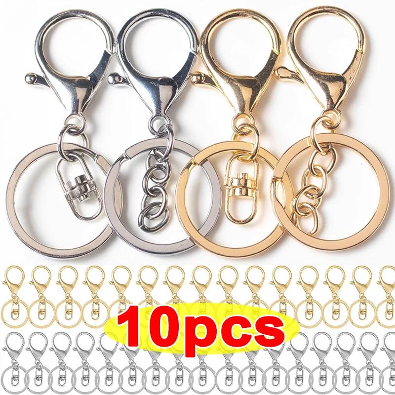 5/10pcs Lobster Clasps Lanyard Snap Hooks with Key Rings Metal Key Chain Lobster Claw Clip Hook for Keychains Jewelry DIY Crafts