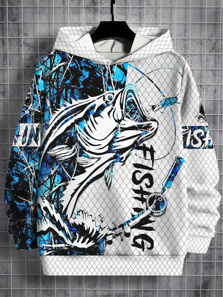 Мужская осенняя толстовка с принтом «Морские животные: свирепая рыба» - Новое поступление 2025