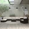 11 Piece Garden Lounge Set with Cushions Poly Rattan Brown