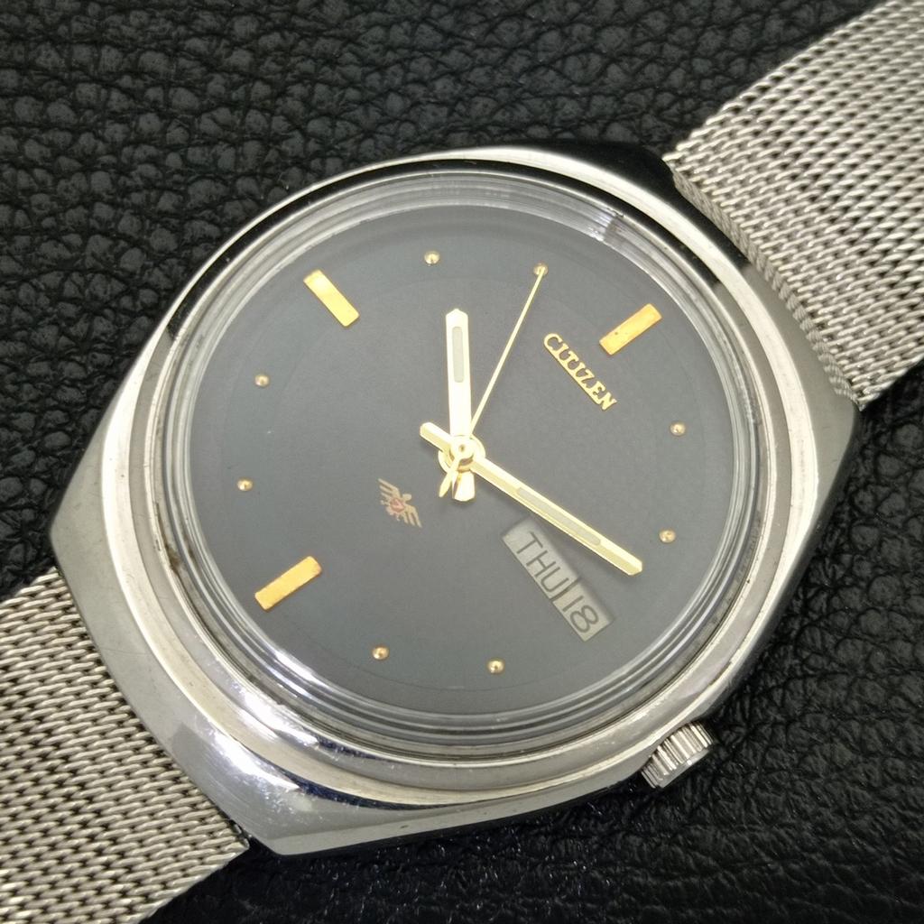 ЯПОНИЯ ВИНТАЖНЫЕ ЧАСЫ CITIZEN АВТОМАТИЧЕСКИЕ 8200 МУЖСКИЕ ЧАСЫ С ЧЕРНЫМ ЦИФЕРБЛАТОМ a702758-1 R210-a702758