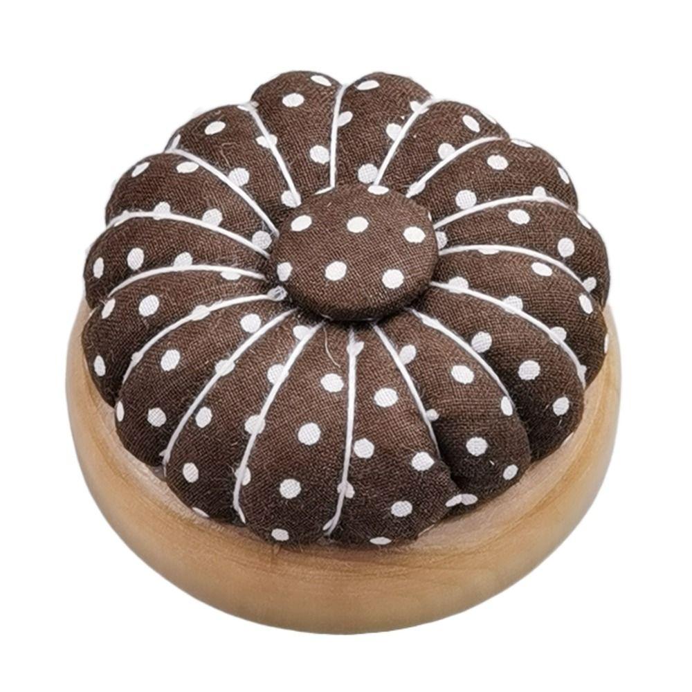 Magnetic Pumpkin Needle Cushion Wood Base Pin Cushion Cross-stitch Needle Pillow Tailor
