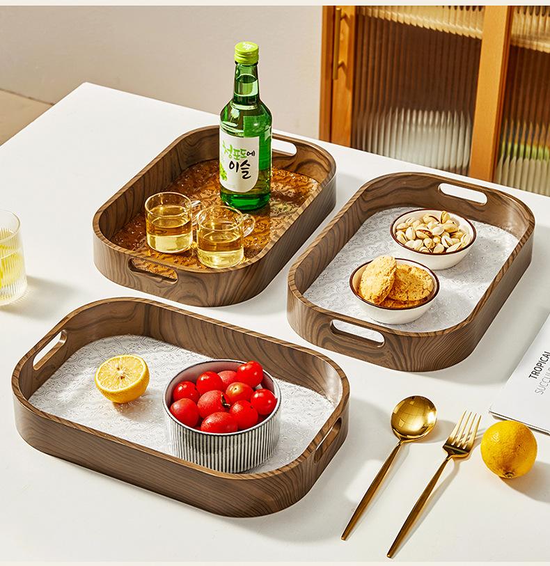 Прямоугольная тарелка для сухофруктов в стиле ретро, прозрачный поднос для хранения, журнальный столик для гостиной, тарелка для хранения чайных чашек, домашний декор