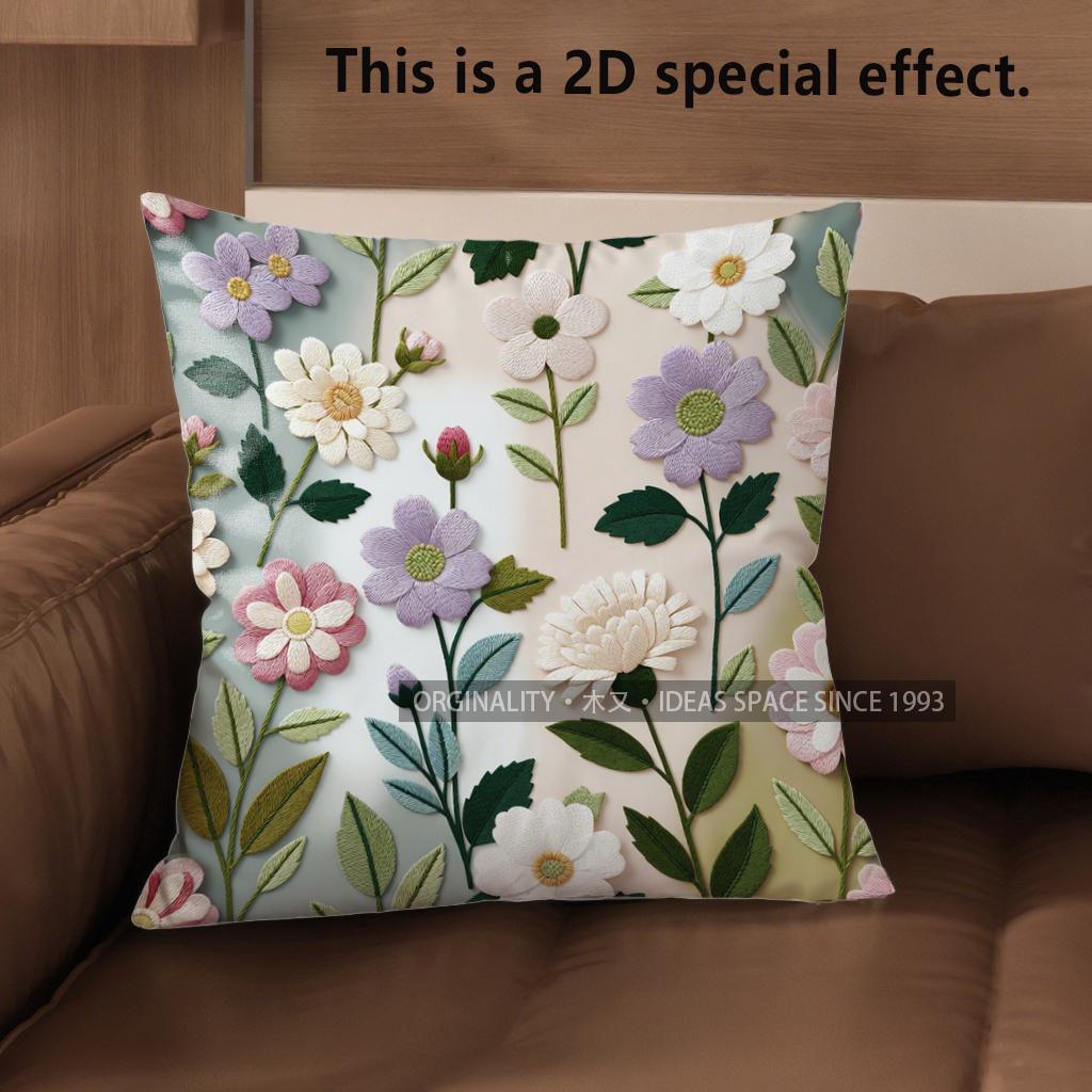 2D Vintage Floral 2D Print Throw Pillow Covers Pattern Cushion Cover Suitable For Sofa Bedroom Car Pillow Cover