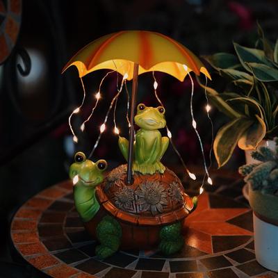 Солнечные статуи, светильники, легкие украшения, фигурки черепах и лягушек из смолы, уличная садовая статуя