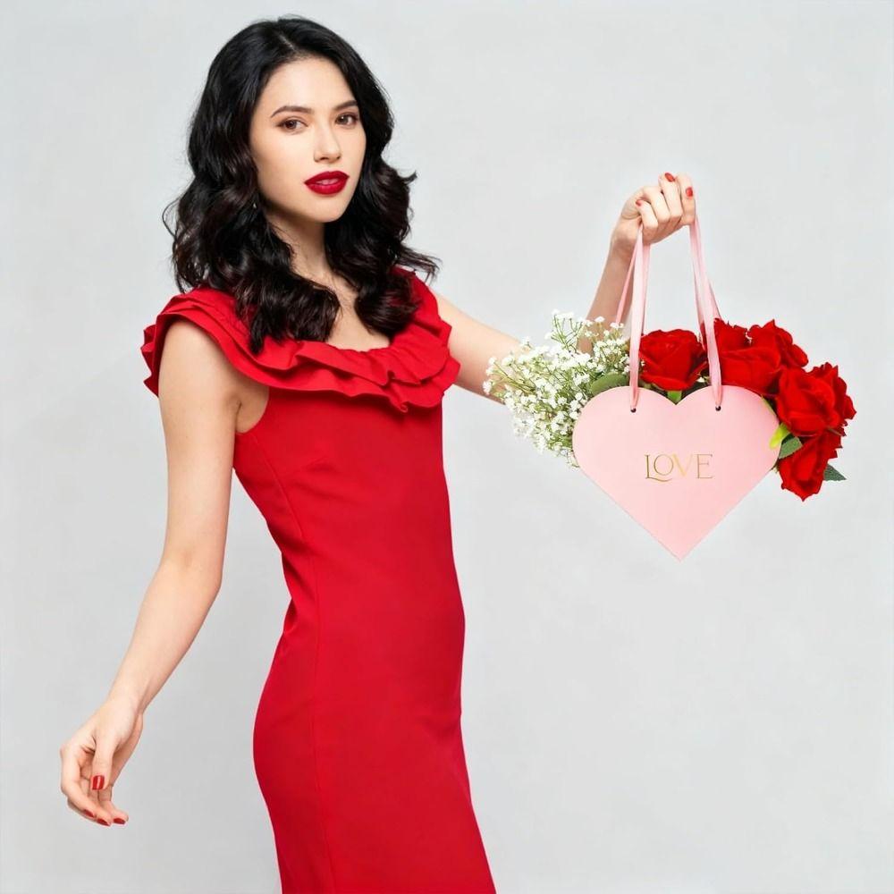 12 Pcs Heart Pattern Valentines Gift Box Romantic Bouquet Storage Bucket Jewelry Gift Box