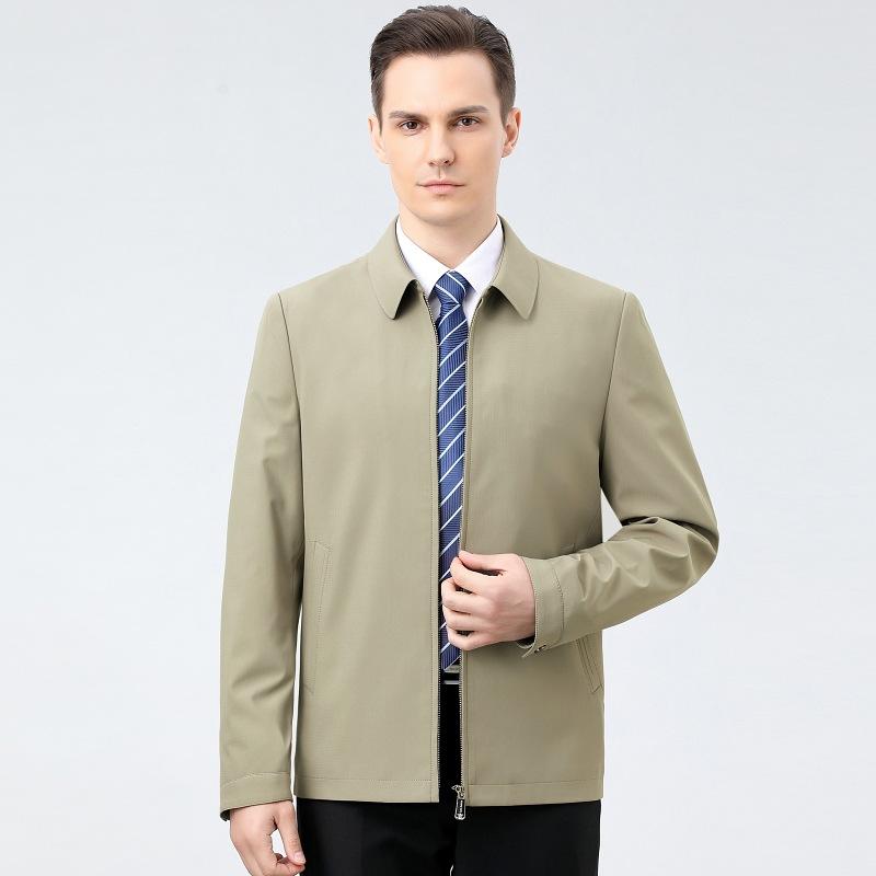 Осенняя новая мужская куртка из шелка тутового шелкопряда для людей среднего и пожилого возраста, куртка с лацканами, деловая повседневная ветровка, куртка без глажки