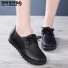 Non-slip Work Shoes Women's Black Faux Leather Shoes Flat Sole Low Heel Comfortable Soft Simple Casual Spring Autumn