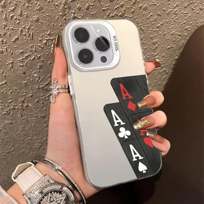 Покер для iPhone 16 11 12 13 Pro 14 15 Plus 16 Pro Max Противоударный Ультратонкий Жесткий Чехол Защитный Чехол для Телефона для Чехла iPhone 16