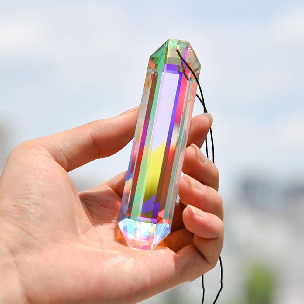 Practical 12cm Hanging Crystals Colorful Hexagonal Rainbow Catcher White Crystal Stained Glass Window Hanging Garden