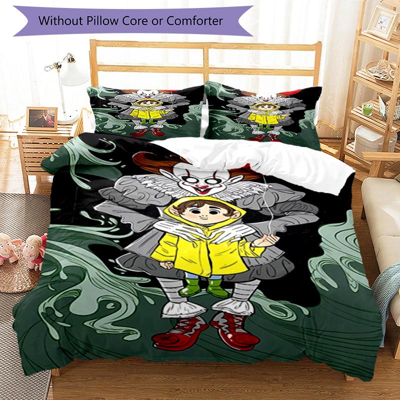 3pcs Pennywise the Dancing Clown1 pattern bedding set duvet cover set includes duvet cover &pillowcases, perfect all season bedroom decoration & gift