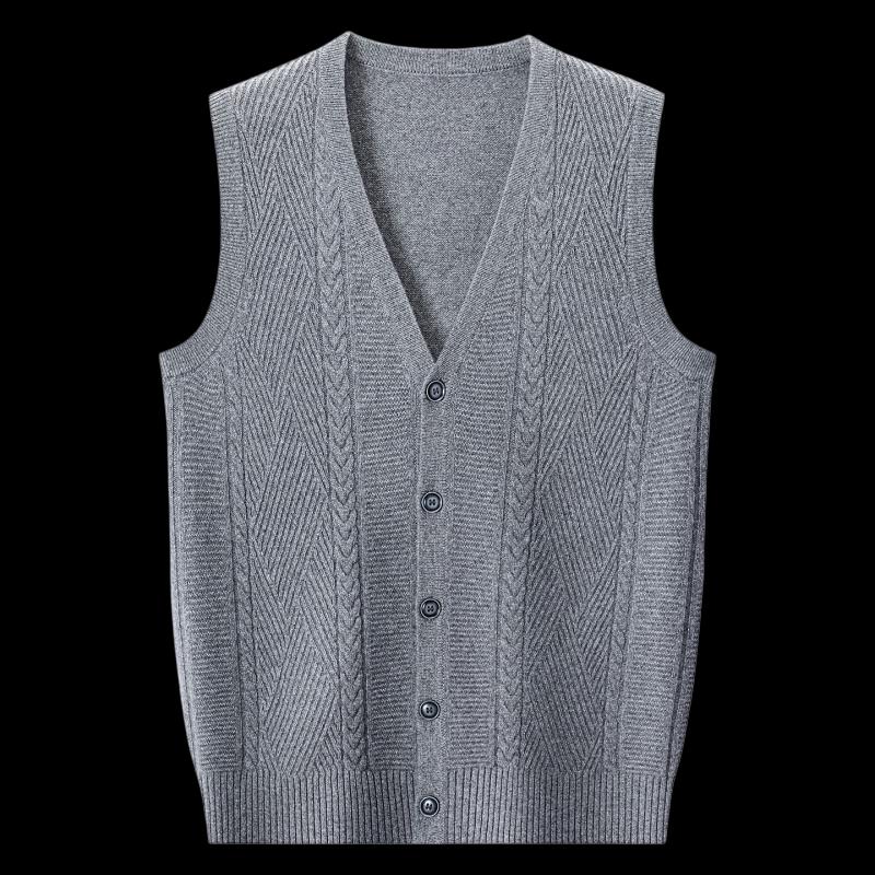 Pierre Cardin Men's Thickened V-Neck Jacquard Knit Vest