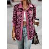 Women's Long Sleeve Jacket with Leopard Print Buttons Fashionable Autumn Winter Jacket In Plus Sizes