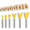 6pcs 6mm 1/4inch Shank Dovetail Joint Router Bits Set 14 Degree Woodworking Engraving Bit Milling Cutter for Wood