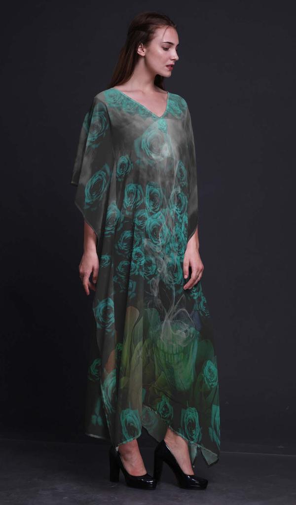 Phagun Женский кафтан Роза и Череп, Праздничная одежда для отдыха, Макси-платье, Пляжный