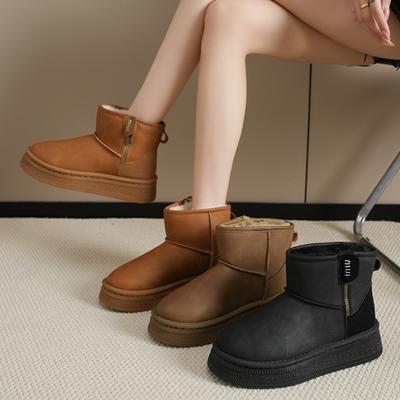 Женские ботинки 2024 Новые зимние ботинки на платформе для женщин Короткие плюшевые теплые зимние ботинки Женские Удобные Модные Ботильоны на плоской подошве