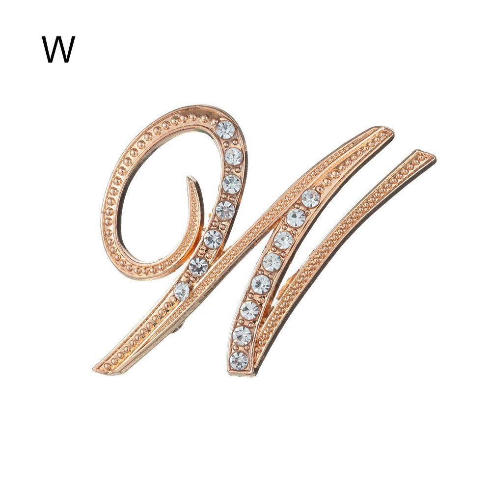 Suit Collar Accessories 26 English Letters Rhinestone Clip Initial Lapel Pin Crystal Letter Brooch
