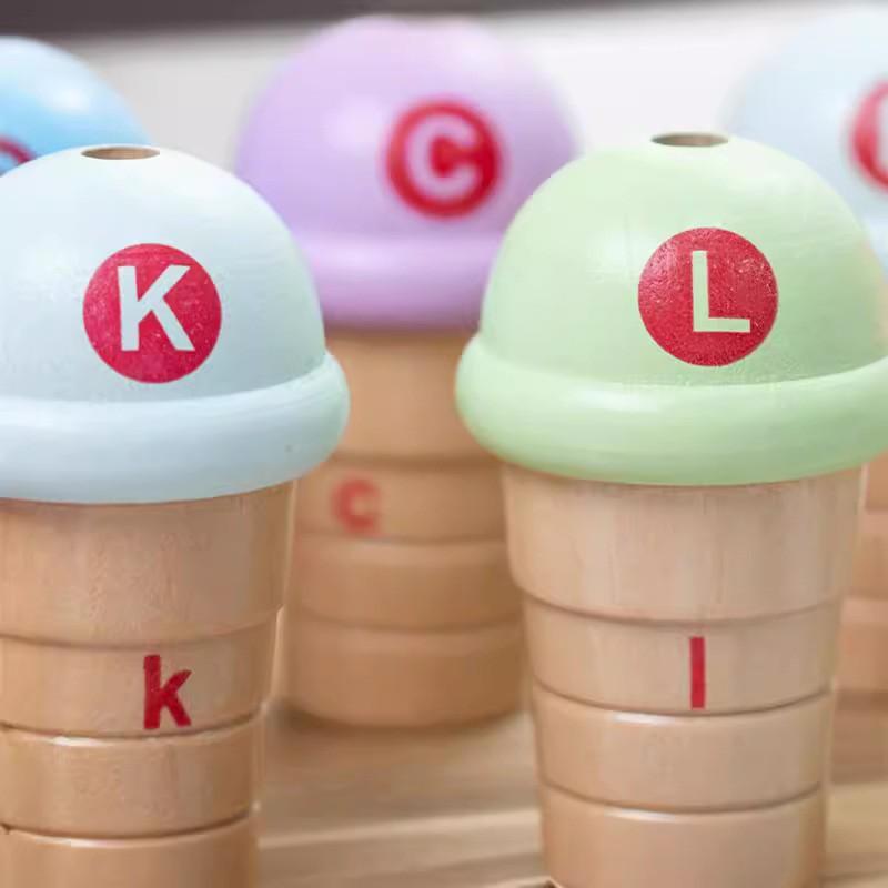 Children's Play House Ice Cream Digital Building Block Jenga Stack Tower Color Math Operation Cognitive Puzzle Toy