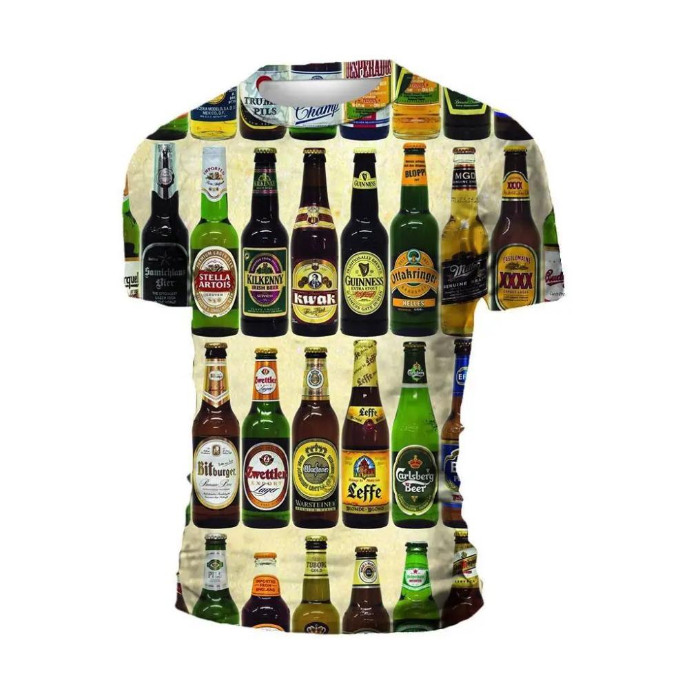 Мужские и женские 3D-печатные дышащие быстросохнущие футболки с круглым вырезом и короткими рукавами для летнего пивного фестиваля