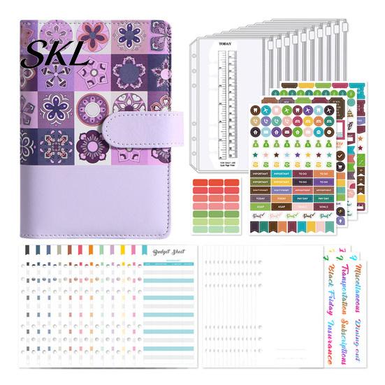 Small Item Storage Binder A6 Zipper Budget Planner, Cash Tracking Notebook with Dividers, Spiral Expense Tracker for Financial Management, Planner