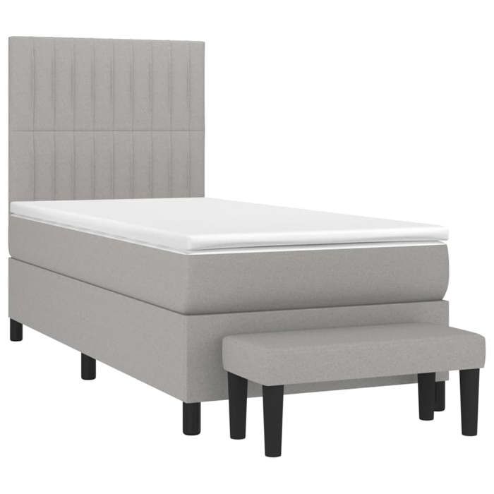 Maison Exclusive - Sommier à lattes de lit avec matelas Gris clair 90x200 cm Tissu
