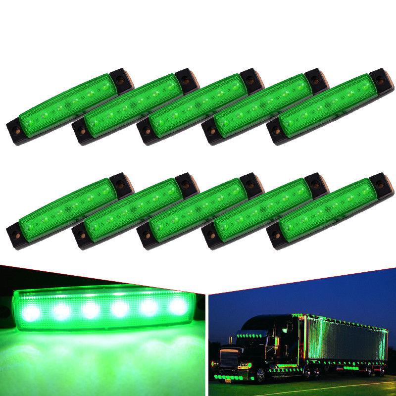 10 шт. 6 светодиодных габаритов для автомобиля, грузовика, автобуса, грузового автомобиля, прицепа, боковые габаритные огни, индикаторные лампы, 12 В, красные, белые, синие, янтарные