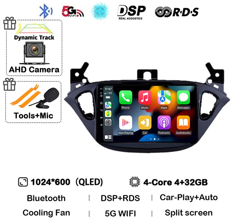 Android 14 Carplay Auto WIFI+4G для Opel Corsa E 2015-2019 для Opel Adam 2013-2016 автомобильное радио GPS мультимедиа видеоплеер стерео