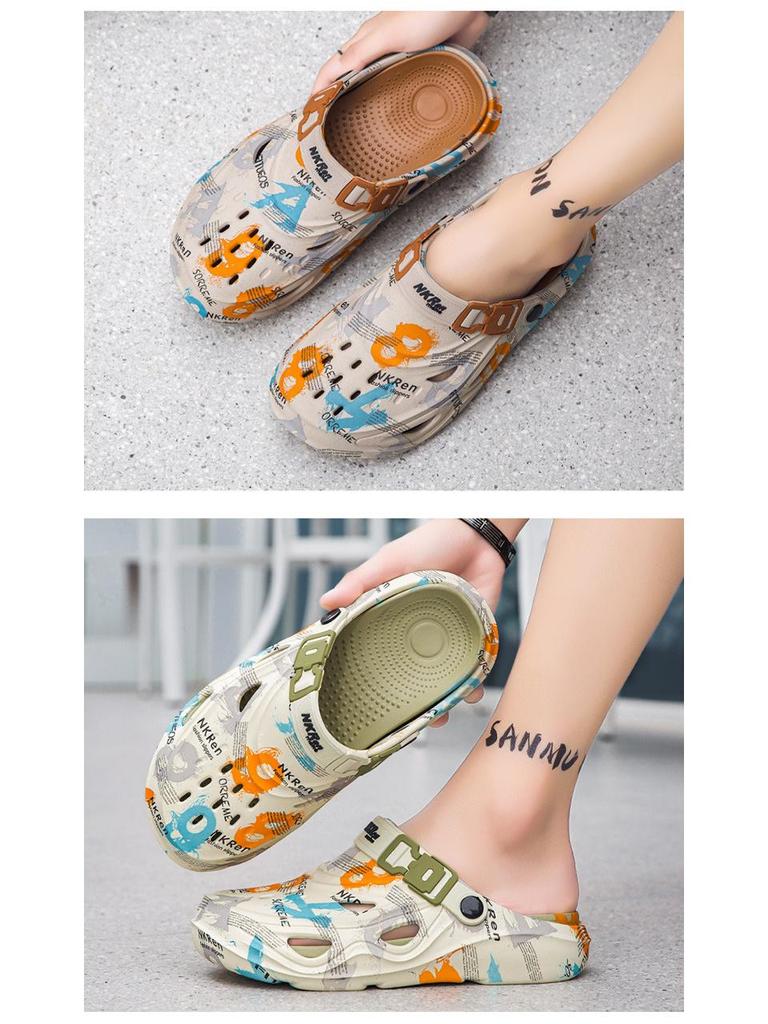 Мужские летние пляжные сандалии больших размеров: Нескользящие, Двусторонние, Повседневные Слипоны