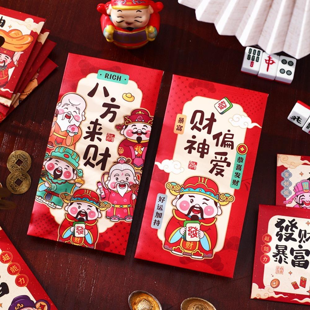12 Pcs Rectangular Chinese New Year Red Envelope Blessings Printing HongBao Year of The Snake
