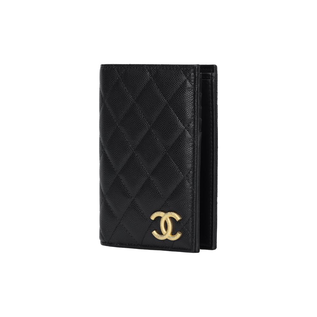 Chanel 25P Вышитый логотип бренда Ромбовидный узор Икра Кожа ягненка Кошелек Женский кошелек Черный AP4480-B19362-94305