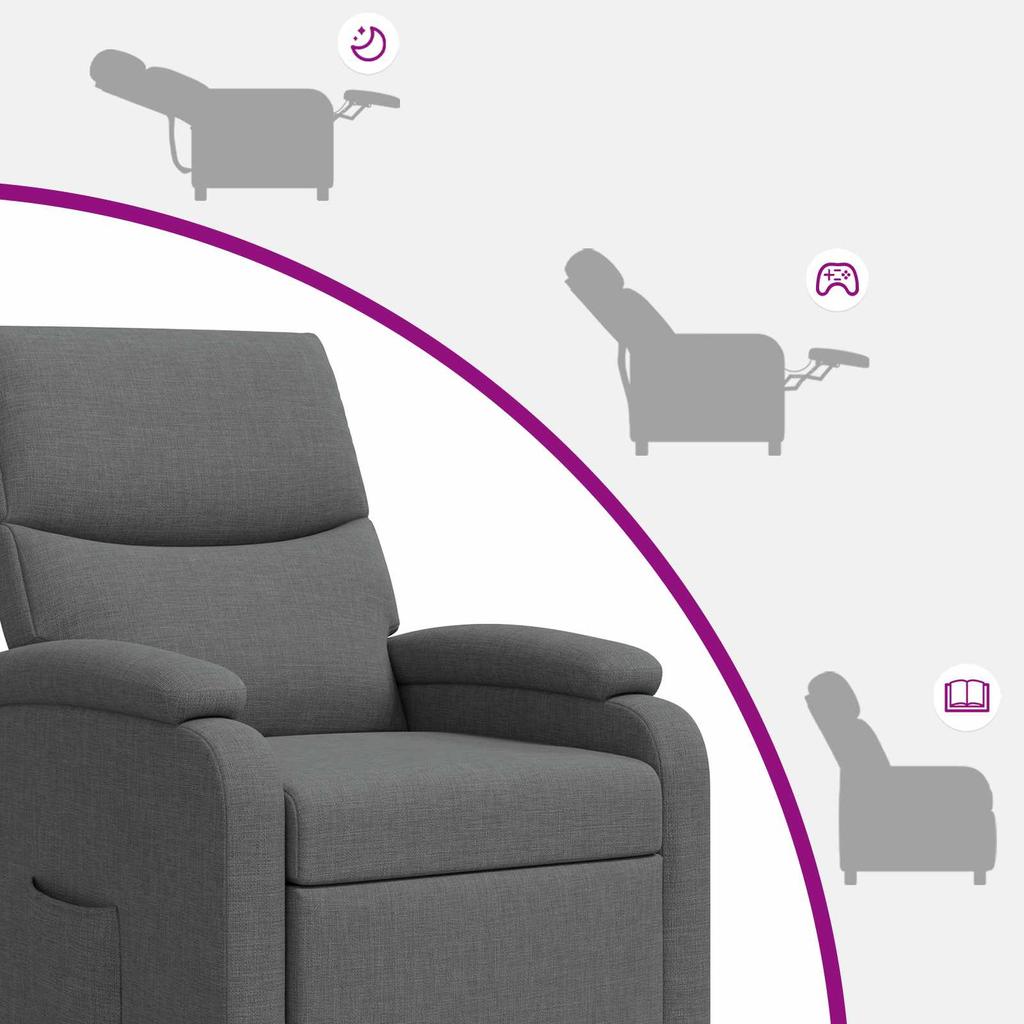 Massage Relax Chair Dark Gray Fabric