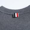 High-Quality Unisex Waffle Sweatshirt, Trendy Loose Fit with Classic Four Stripes, Perfect for Couples
