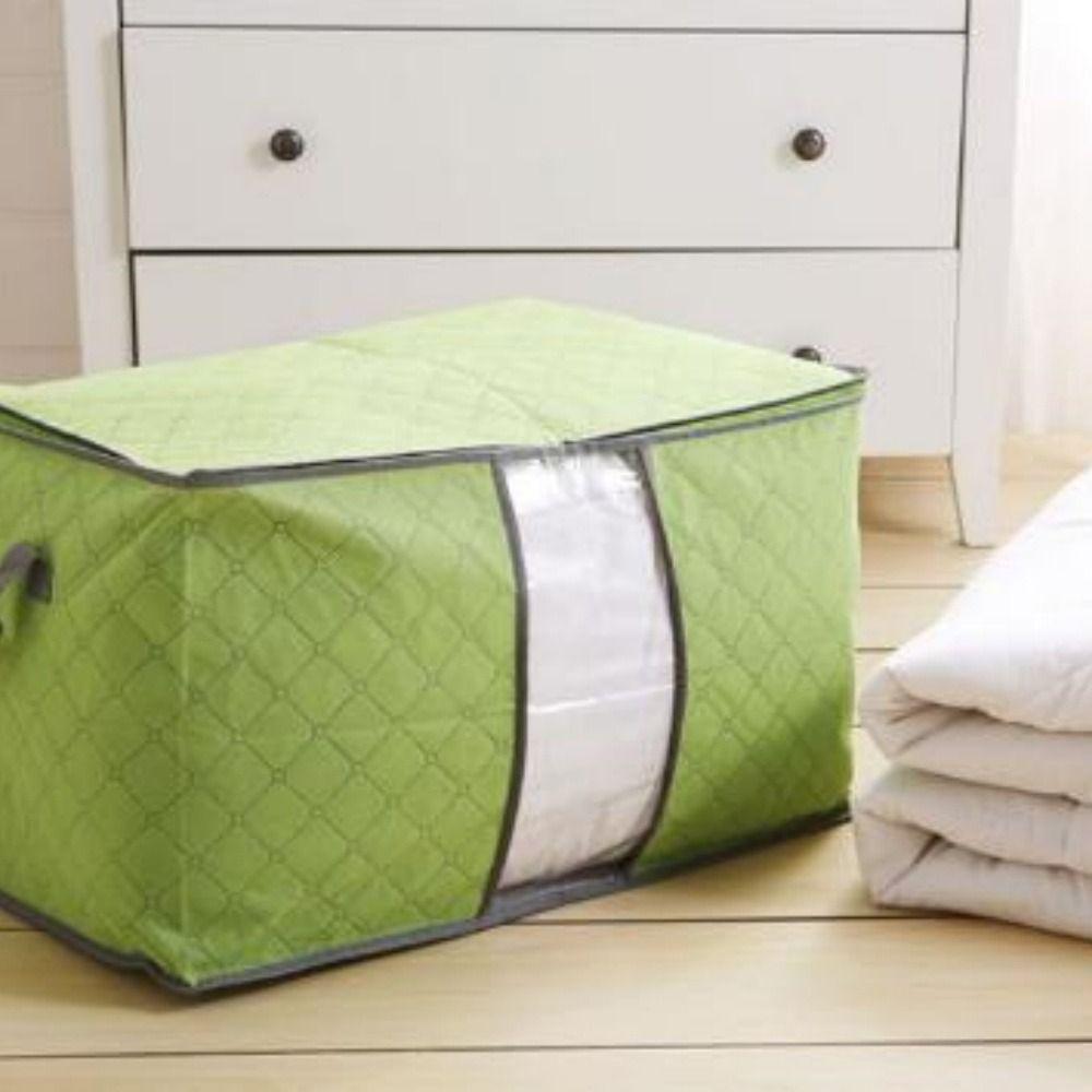 with Reinforced Handle Clothes Storage Bag Foldable Cotton Quilt Bags  For Blankets Bedding