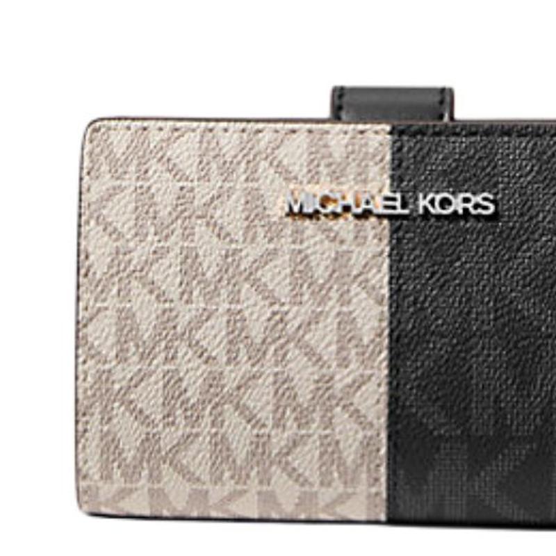 Michael Kors Кошелек Jet Set Classic с двухцветным логотипом из покрытого канваса, средний, женский, белый с черным