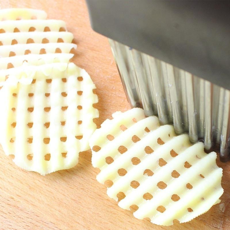 Нож для картофеля из нержавеющей стали, гофрированный нож для овощей, моркови, волнистая резка, слайсер