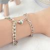 2Pcs/pair Fashion Stainless Steel Couple Bracelets Magnetism Heart Charm Creative Chain Bracelets Jewelry Gift For Women Men
