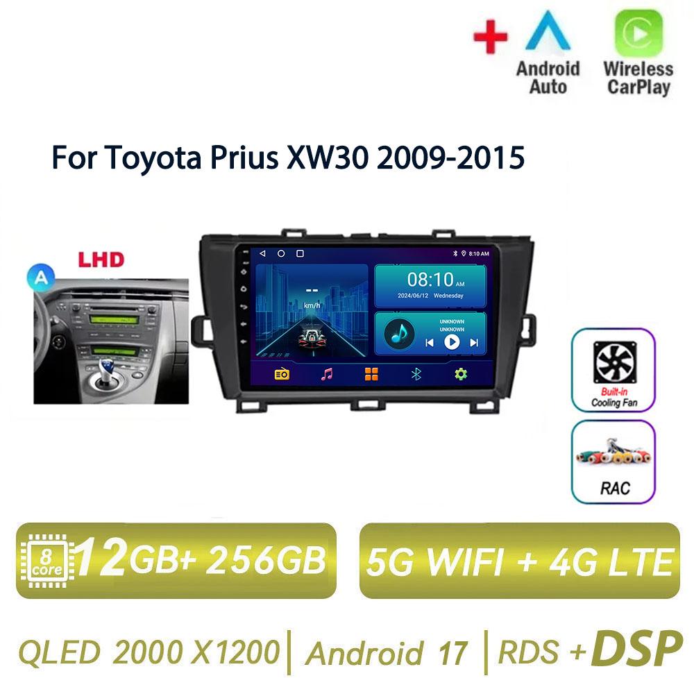 Autoradio multimédia 2 DIN pour Toyota Prius XW30 2009-2015, Android 17, lecteur vidéo, navigation, stéréo, CarPlay, DSP, GPS, unité principale