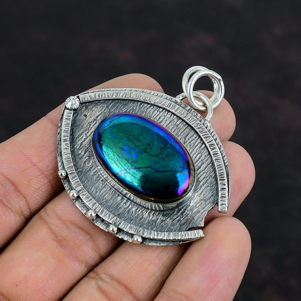 Rainbow Mystic Fire Labradorite Pendant 925 Sterling Silver Pendant Handmade Gemstone Pendant Elegant Jewelry Antique Pendant Gifts For Wife