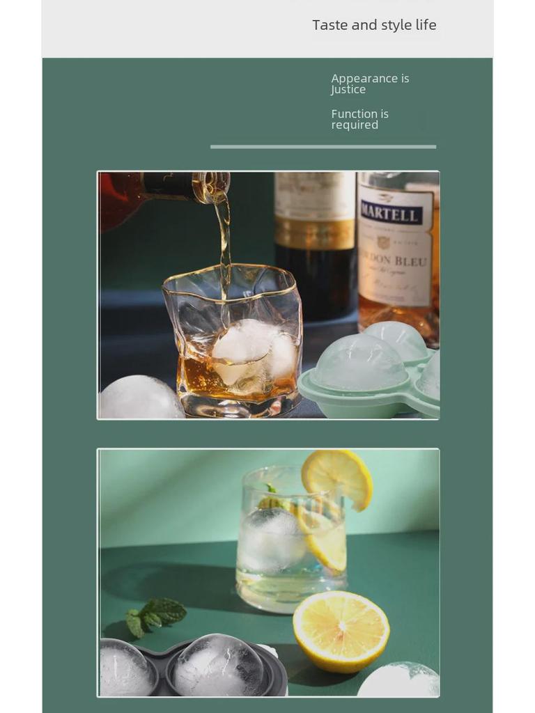 Top-Selling Silicone Ice Ball Mold with Funnel - 4 Round Ice Trays, 4 Holes