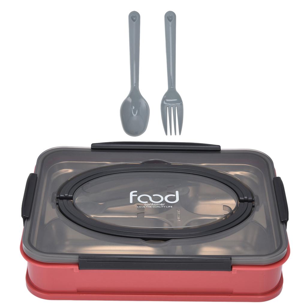 Multifunctional Stainless Steel Divided Dinner Tray Food Plate for Students School CanteenHawthorn Red (4 Compartments )