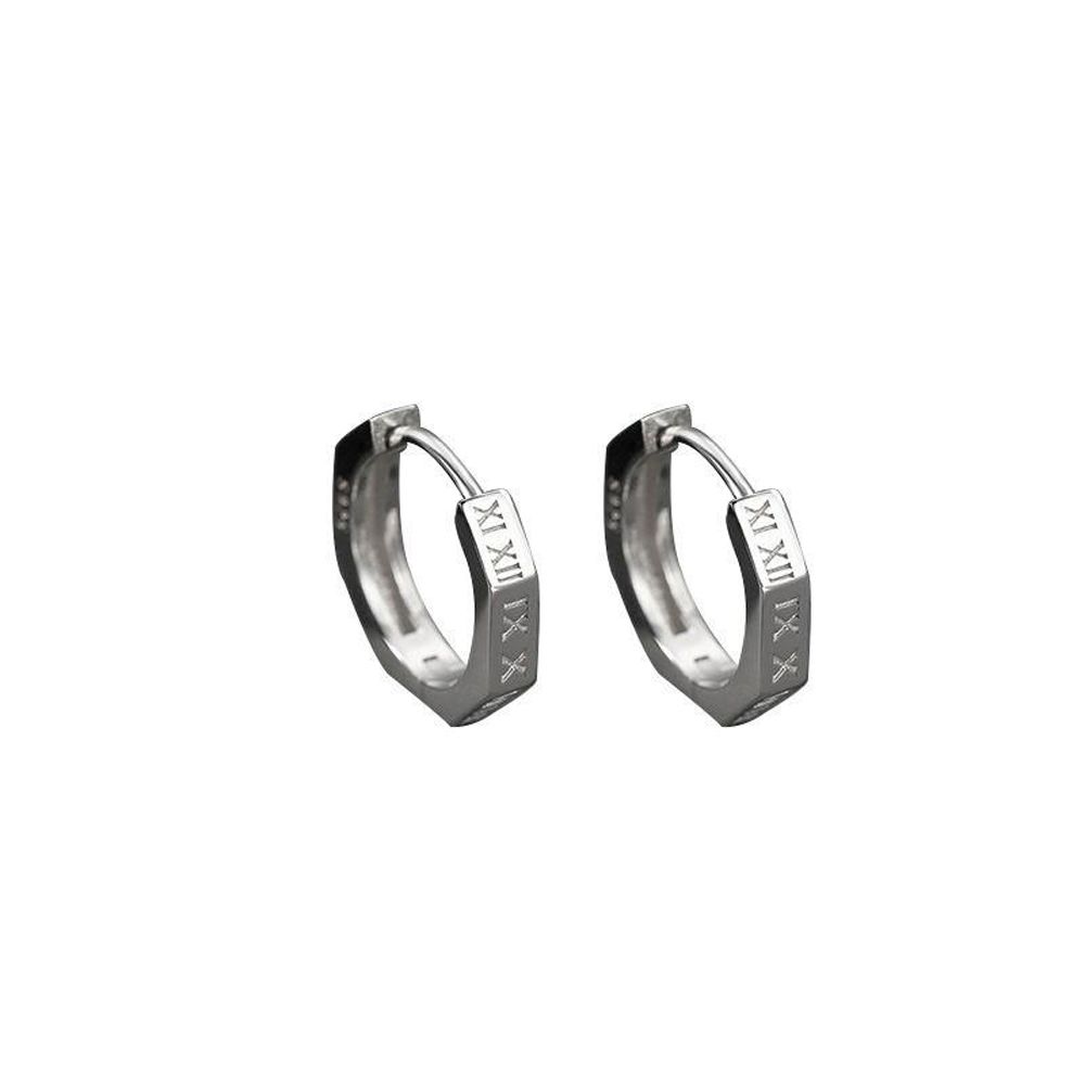 Fashion Personality Creative Silver Fashion Jewelry Man Earrings Korean Style Ear Hoops Letter