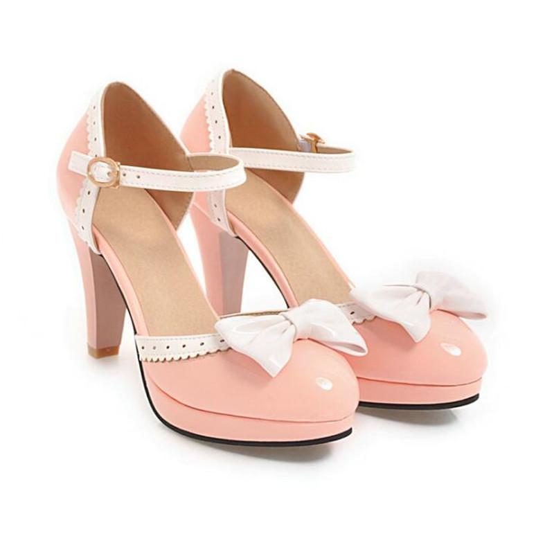 Новая женская обувь туфли Мэри Джейн туфли-лодочки сандалии женские туфли на высоком каблуке 9 см обувь-бабочка обувь Лолита ремешок с пряжкой свадебная обувь для невесты