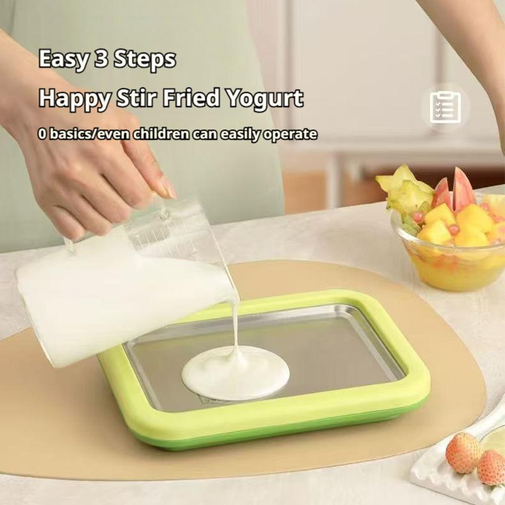 Multifunctional Household Frozen Yogurt Maker With 2 Scrapers Tools DIY Rolled Ice Cream Maker DIY Cold Sweet Fried Ice Pan