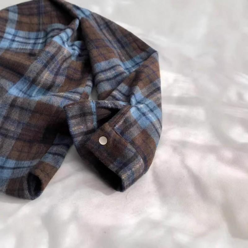 Thick Brushed Plaid Shirt Women 2026 Loose Casual Long Sleeve Button Front Top