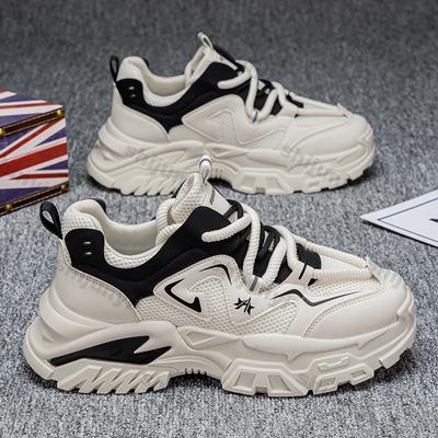 Fashion Men Shoes 2025 Spring Autumn New Breathable Mesh Non Slip Platform Sneakers Comfort Height Increase Lace-up Casual Running Shoes