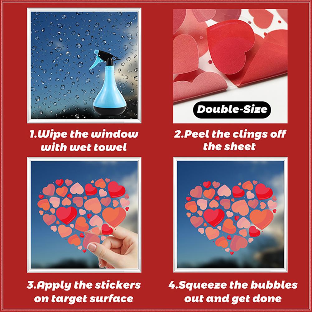 9 листов наклеек на окна ко Дню святого Валентина, двухсторонние наклейки на окна, статические наклейки для стеклянных дверей, зеркал, декора, праздничных принадлежностей