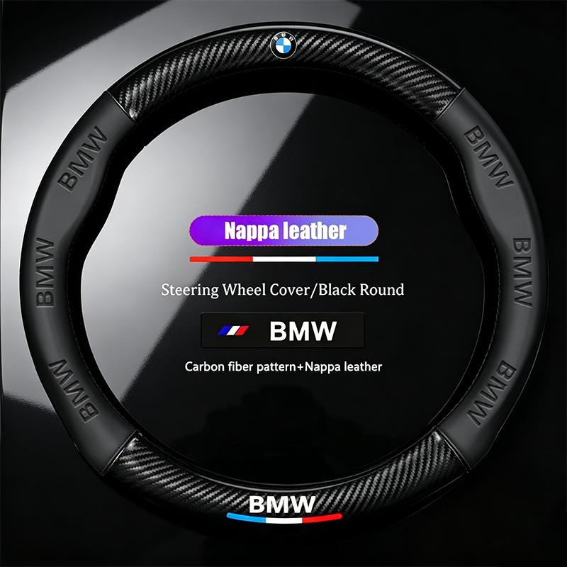 CTCE1 For BMW Car Steering Wheel Cover M X1 X3 X5 X6 G20 G30 E39 E46 E87 E90 E92 F10 F15 F30 Carbon fiber Leather Accessories Sticker