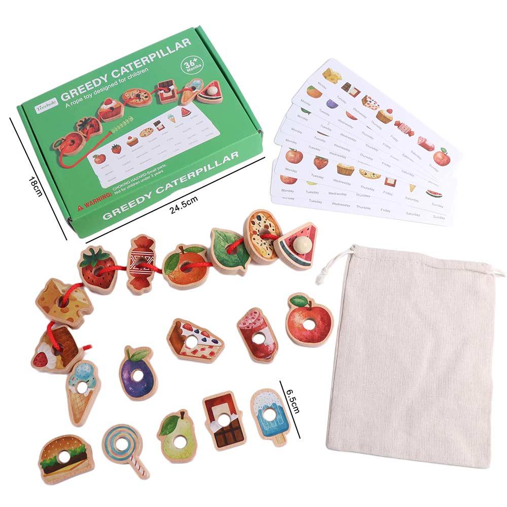 Caterpillar Food Baby Threading Games Lacing Beads Learning Toy Baby Toddlers Kids