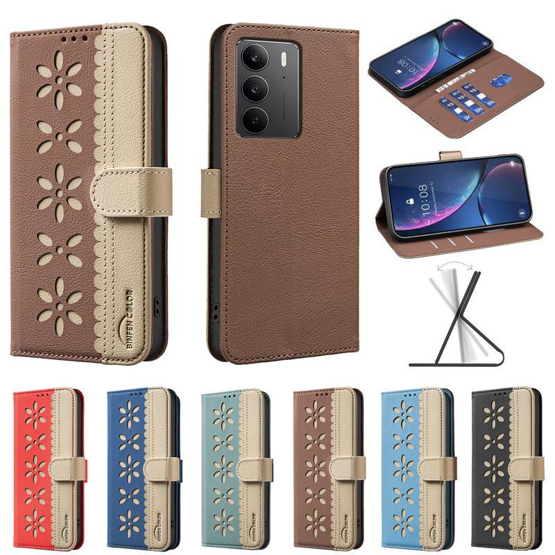 3D Emboss Floral RFID Leather Wallet Case For OPPO Realme C75 Luxury Book Cover For Realme C55 C53 C51 C 75 Funda ShockProof