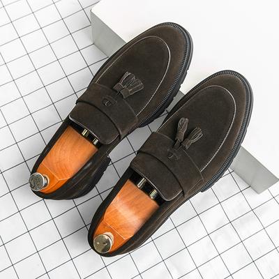 Модные лоферы Мужская обувь Кисточки Свадебная вечеринка Повседневные Ретро Круглый носок Кисточки Искусственная замша Однотонные Формальная обувь