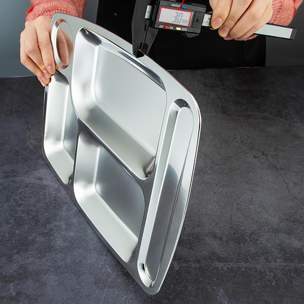 Convenient 304Stainless Steel Tray Divided Plate Compartment Tray Divided Dinner Tray Perfect for Adults and Kids